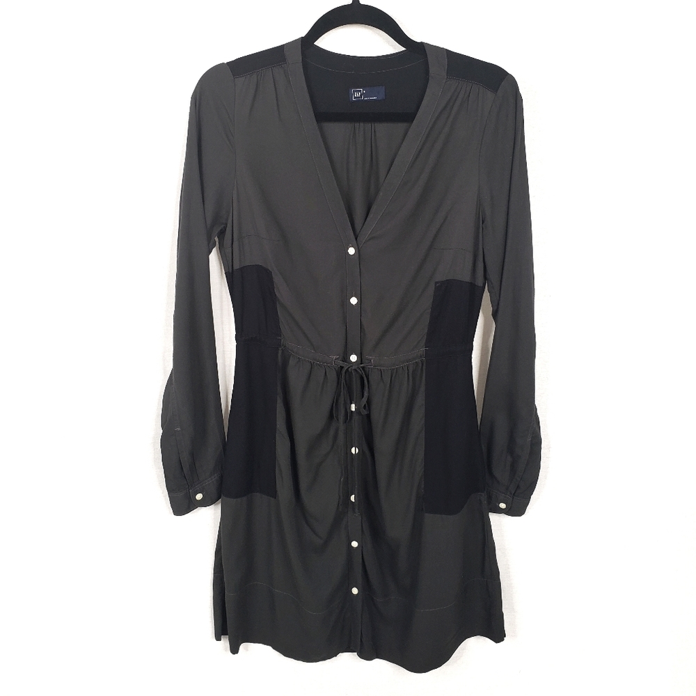 Gap Grey Long Sleeve Button Up Dress (Size 0)